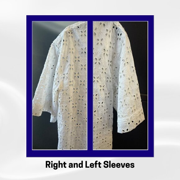 GAP White Eyelet Button Down Blouse XS Short Sleeve Cotton Versatile Top - Picture 7 of 12